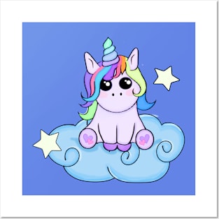 Cute Unicorn Art with Rainbow of Colors Posters and Art